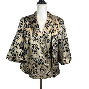 Alex Evenings Jacket Plus sz 1X Gold Black Floral Brocade Wedding Formal Church